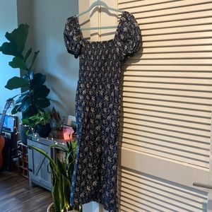 J. Crew like new, smocked top midi dress with balloon sleeves